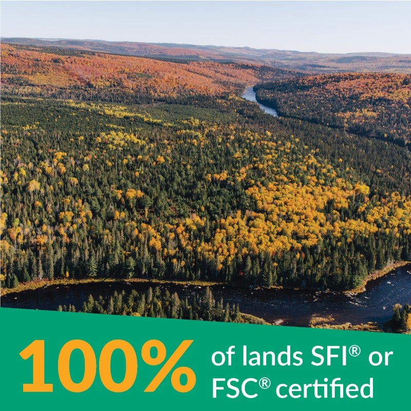 100% of lands SFI or SFC certified